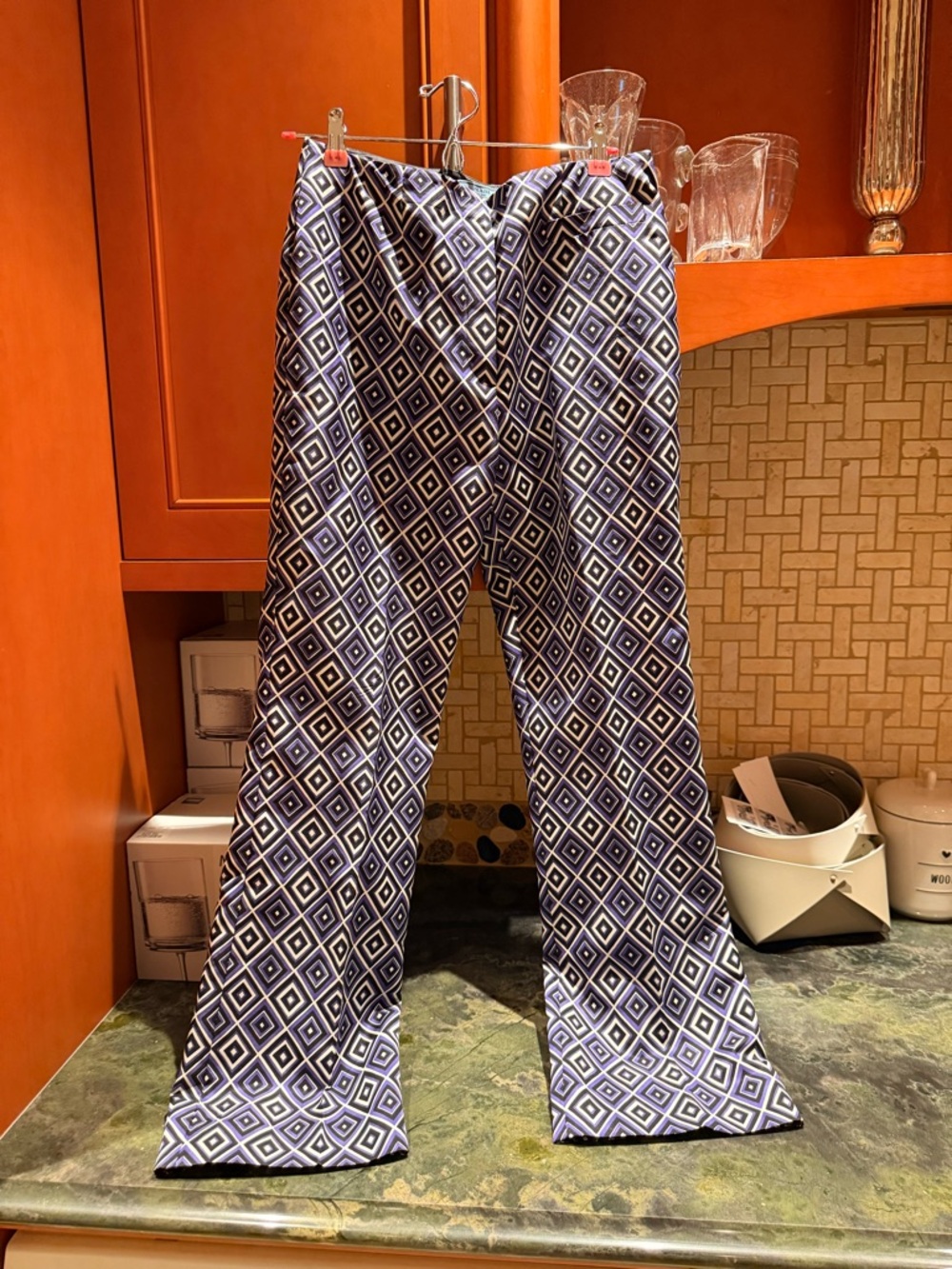 Prada Purple & White Geometric Diamond Print Skirt